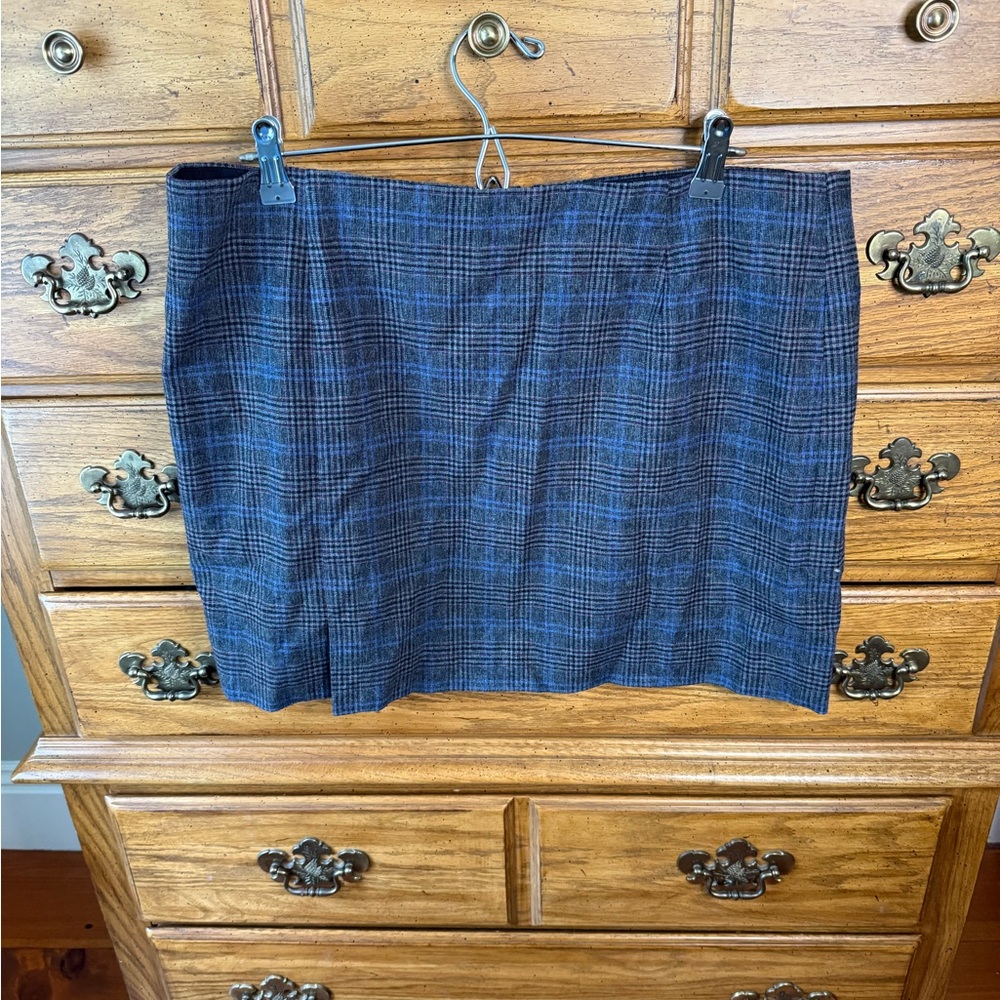 Madewell Plaid Blue and Grey Skirt